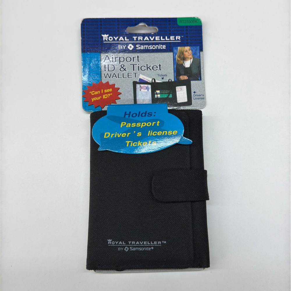 Royal Traveller by Samsonite Airport ID Ticket Wallet Black Passport Holder NEW
